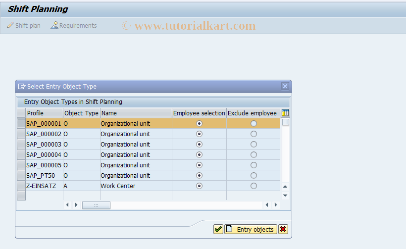 SAP TCode PP65 - Edit Entry Object