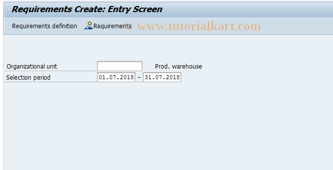 SAP TCode PP67 - Create Requirements