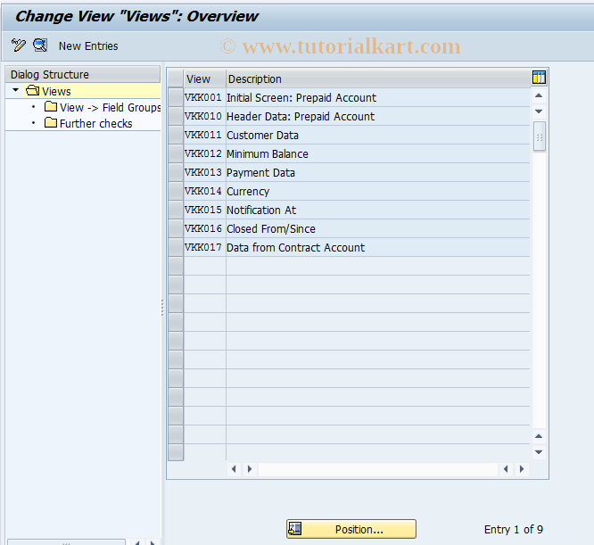 SAP TCode PPAC0003 - BDT Control: Views