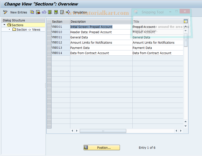 SAP TCode PPAC0004 - BDT Control: Sections