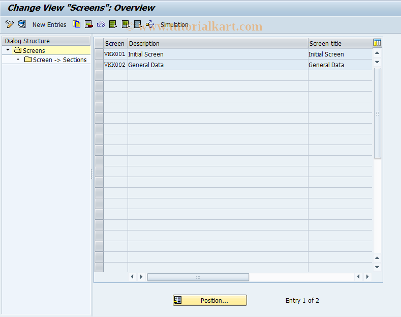 SAP TCode PPAC0005 - BDT Control: Screens