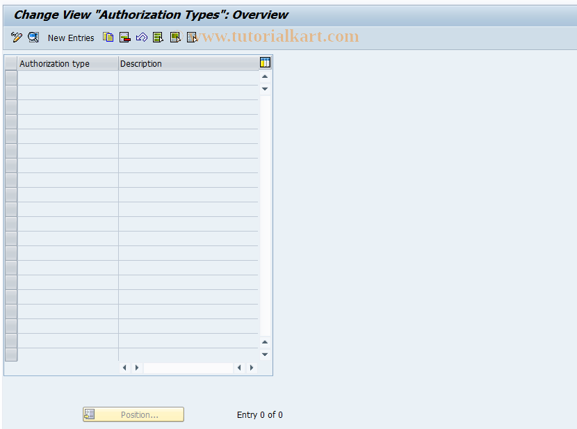 SAP TCode PPAC0102 - Cust: Authorization Types