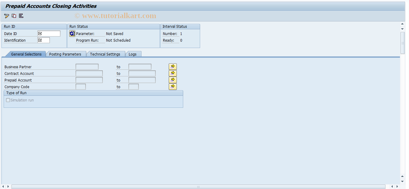 SAP TCode PPAC_CLOSE - Prepaid Accounts Closing Activities