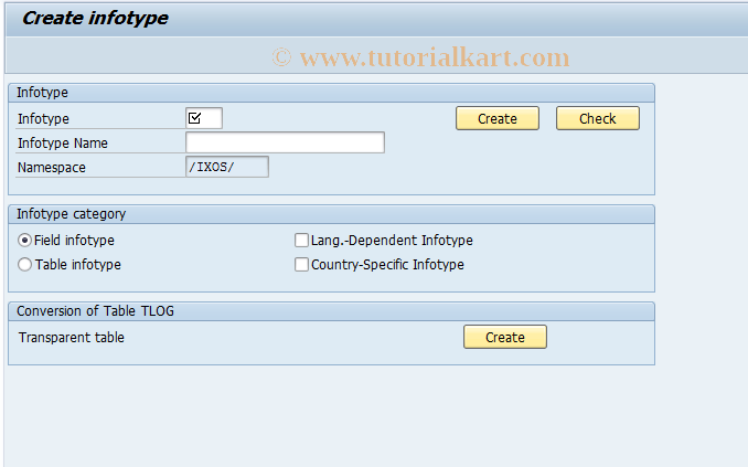 SAP TCode PPCJ - Create Infotype