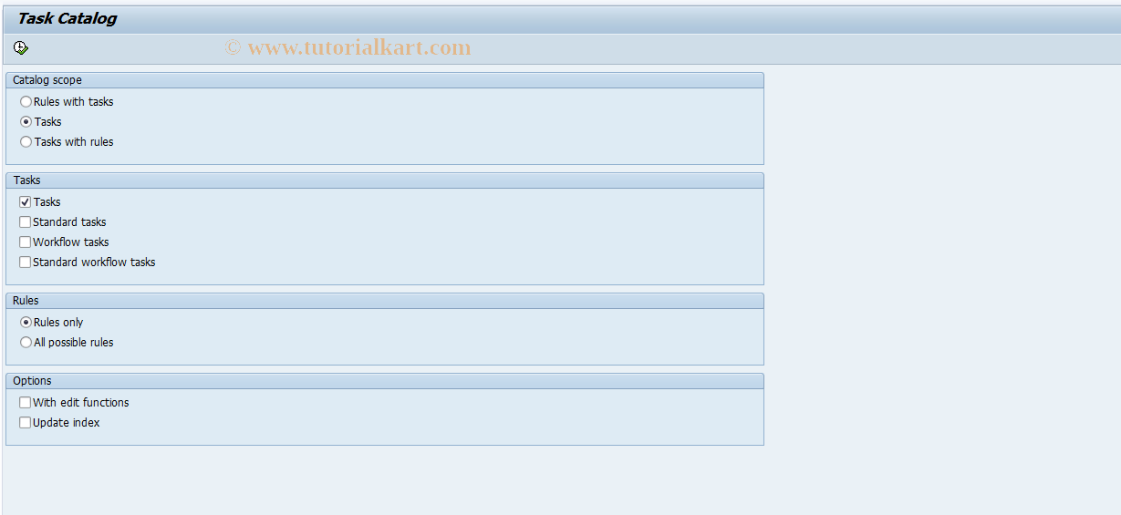 SAP TCode PPCT - Task Catalog