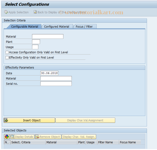 SAP TCode PPETI - Configuration Mode - Select. Screen