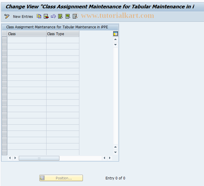 SAP TCode PPETICLS - Allowed Classes for Tab. Maintenance  iPPE