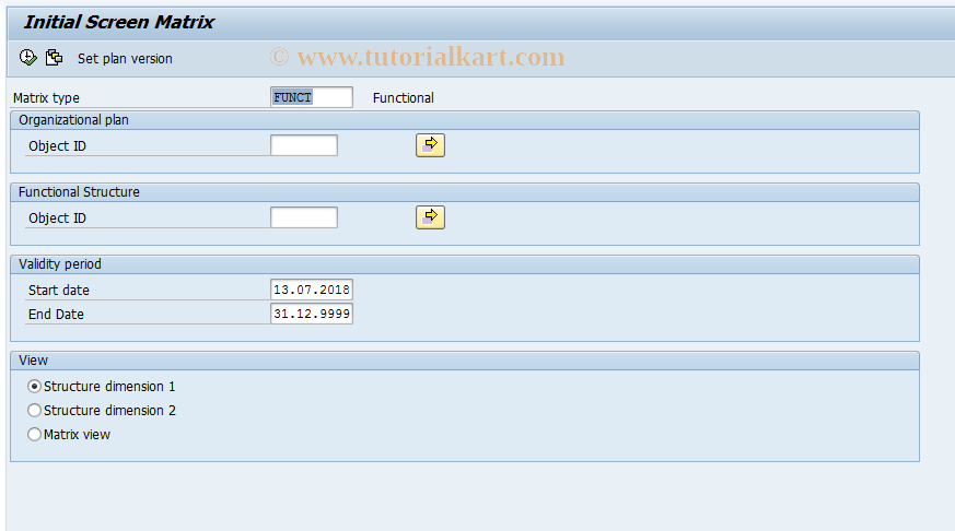 SAP TCode PPMS - Display Matrix Organization