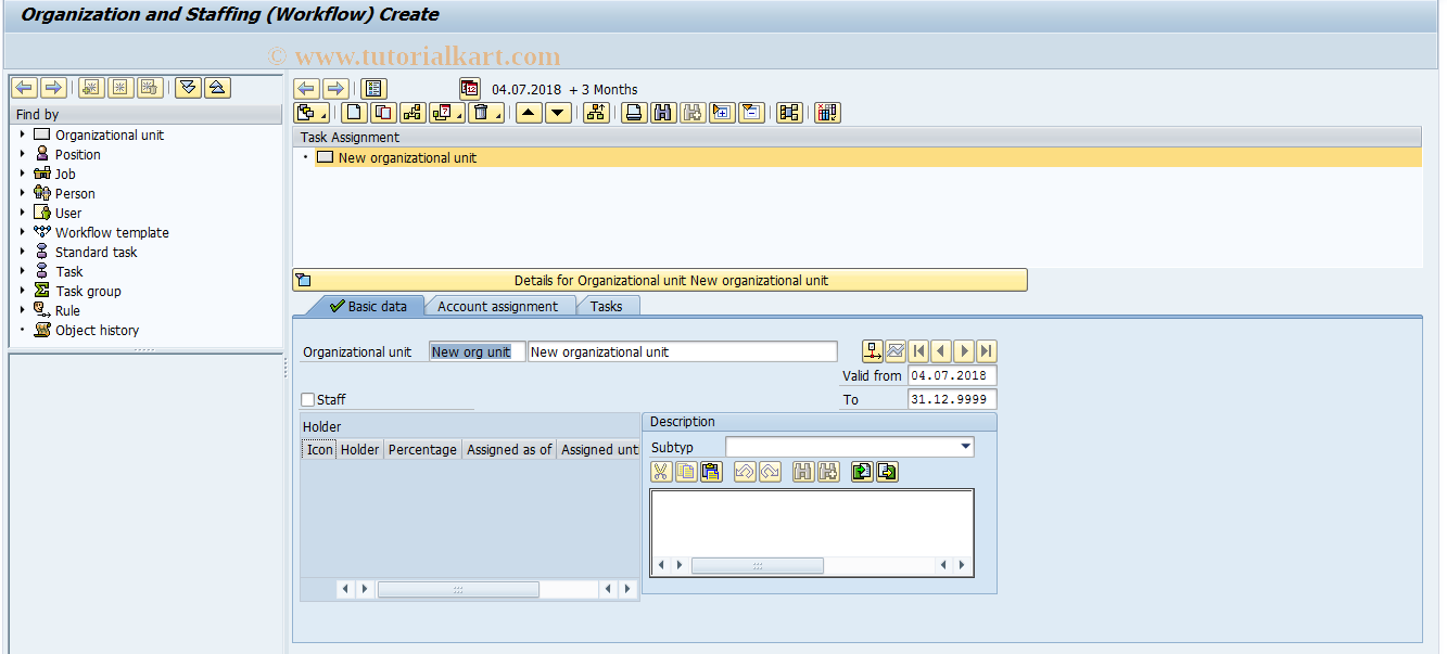 SAP TCode PPOC - Create Organizational Plan