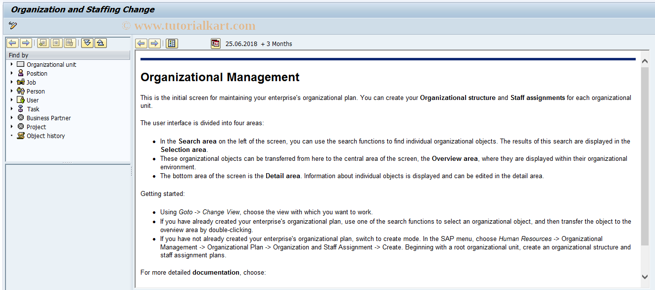 SAP TCode PPOME - Change Organization and Staffing