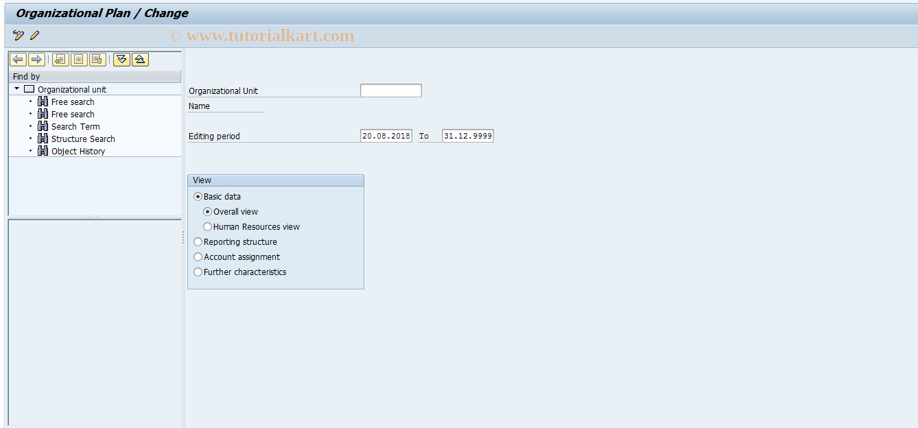 SAP TCode PPOM_OLD - Maintain Organizational Plan