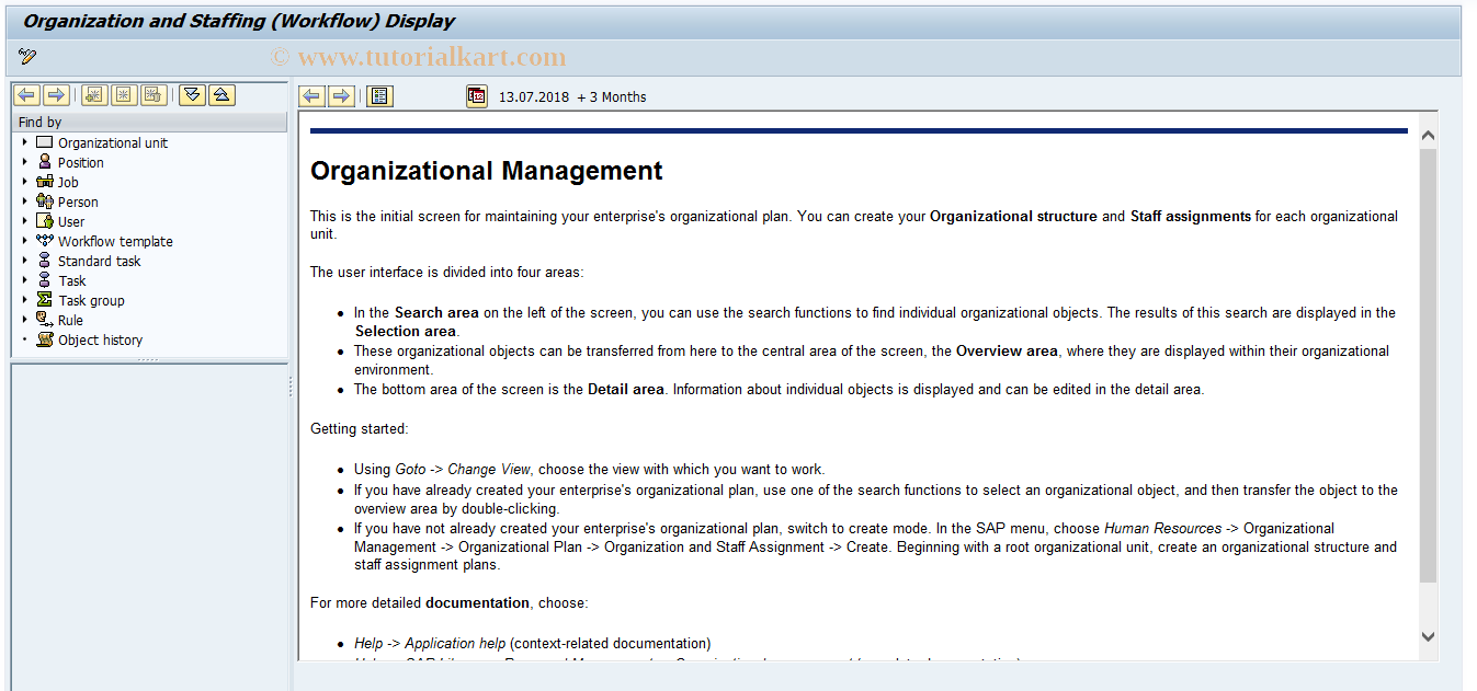 SAP TCode PPOS - Display Organizational Plan