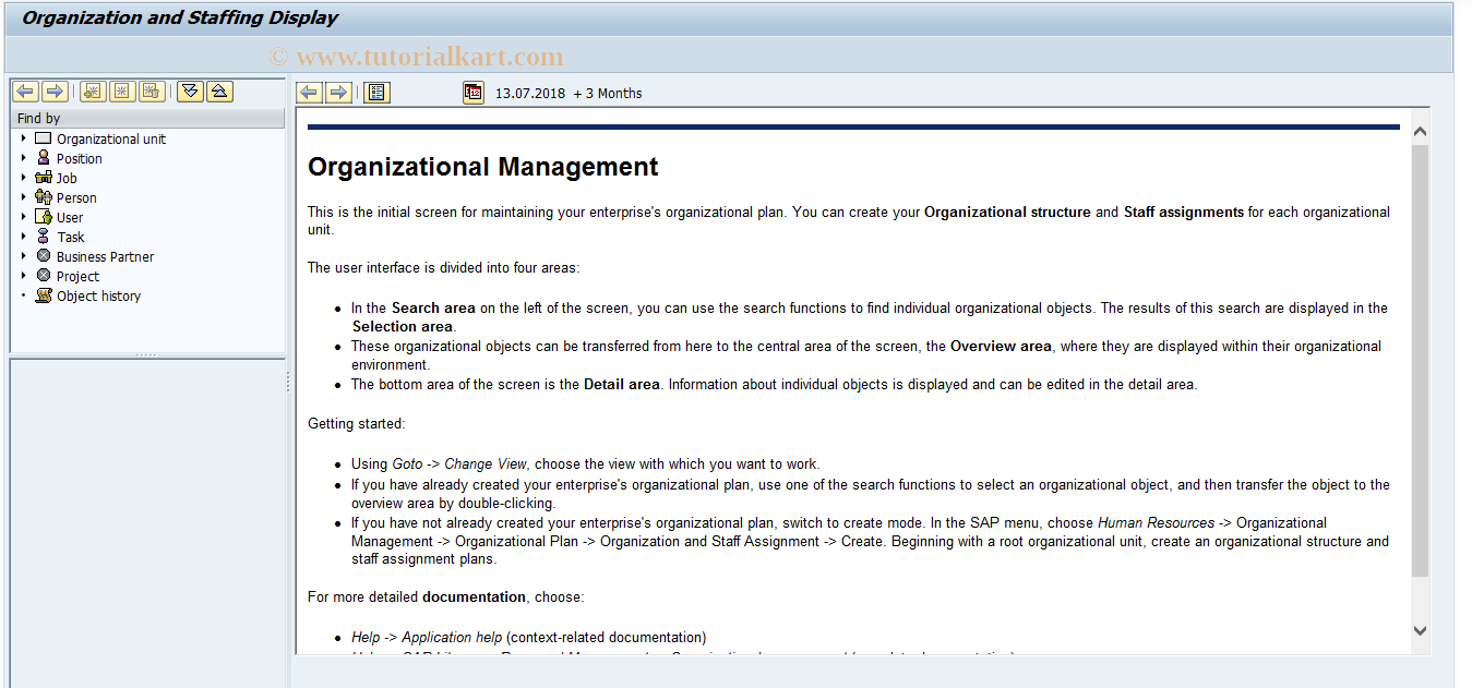 SAP TCode PPOSE - Display organization and Staffing