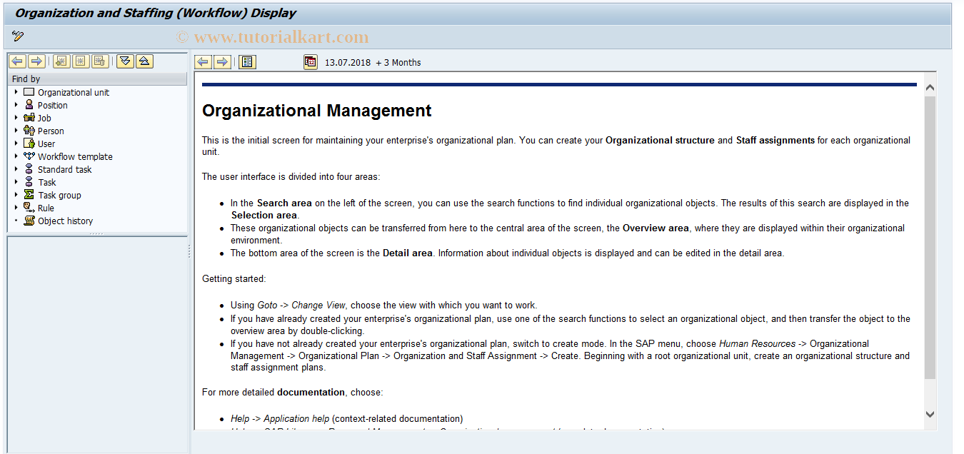 SAP TCode PPOSW - Display Organizational  and Staffing (WF)