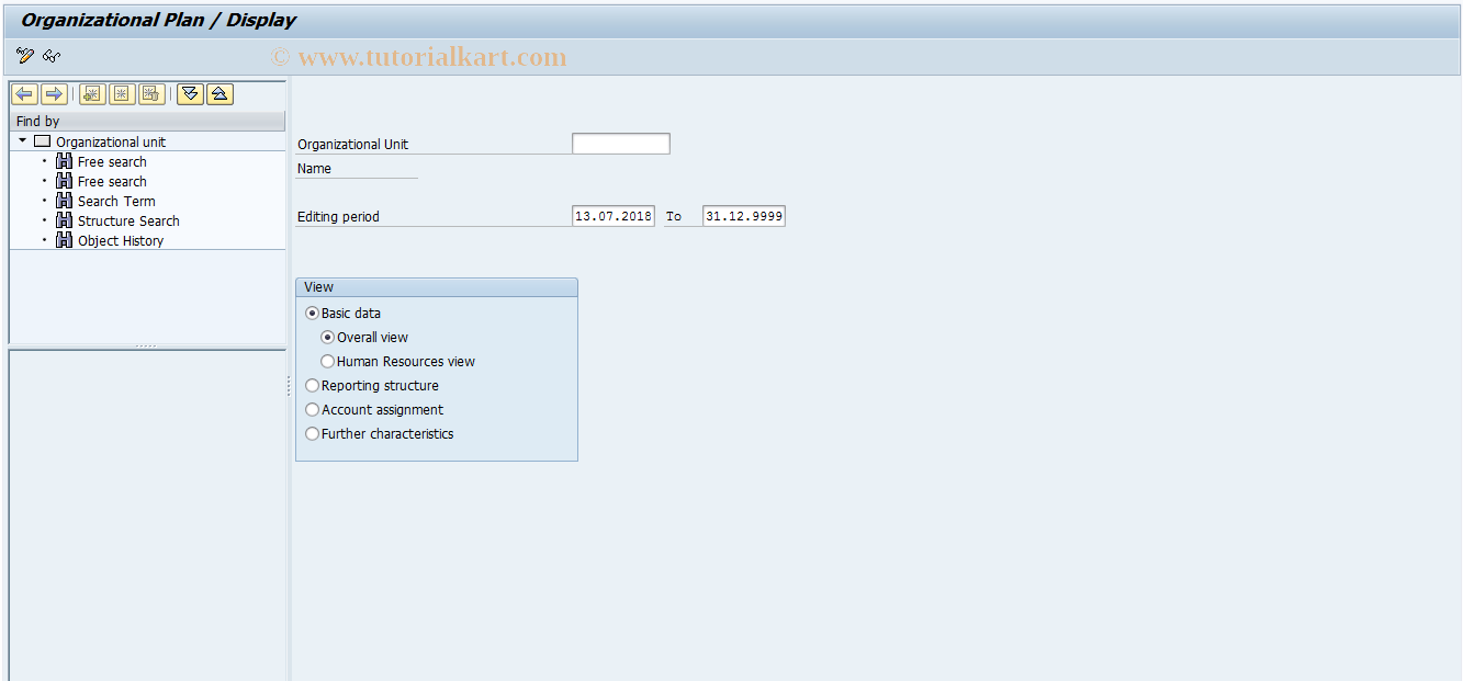 SAP TCode PPOS_OLD - Display Organizational Plan