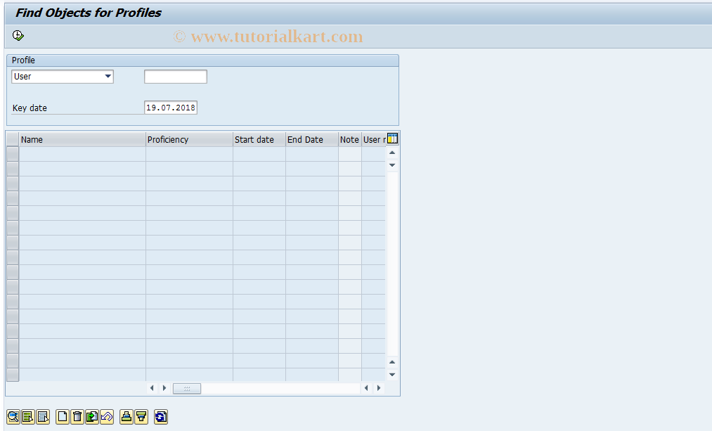 SAP TCode PPQ3 - Find Objects for Profile