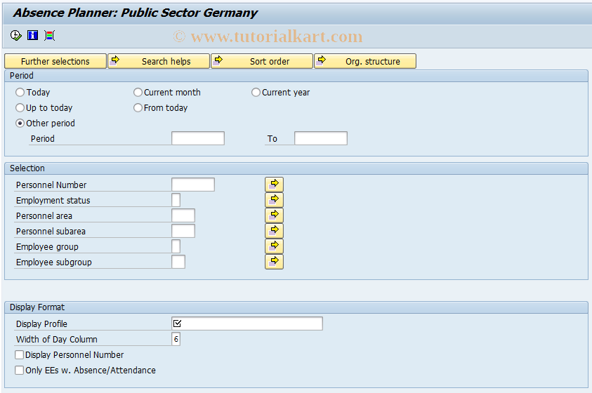 SAP TCode PP_APL - Absence Planner: Public Sector DE