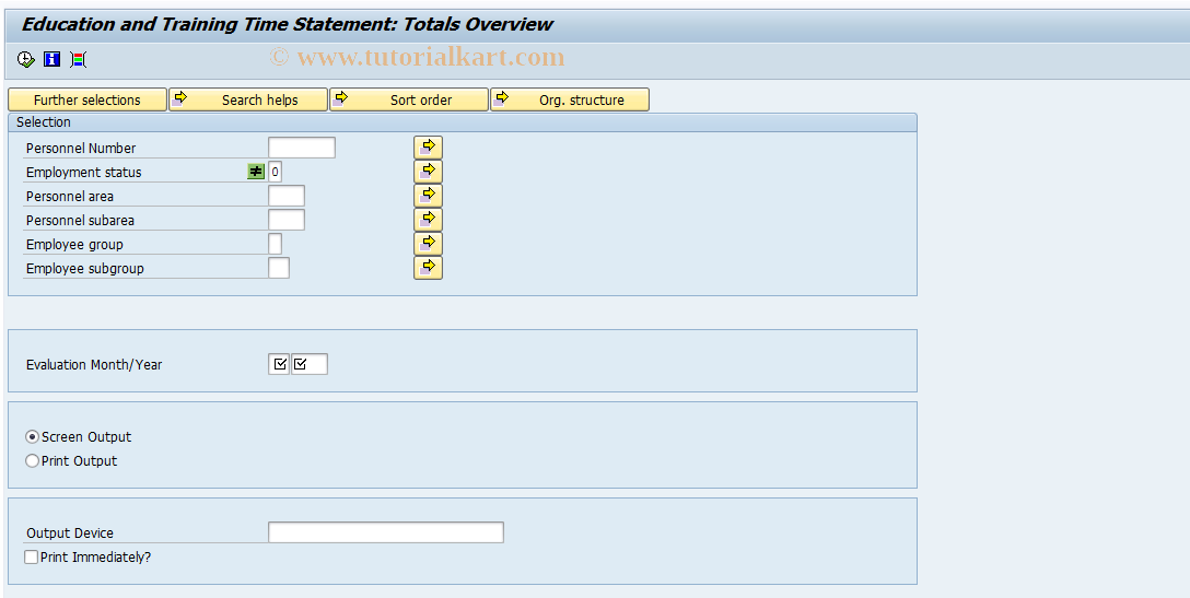 SAP TCode PP_TSN_CUM - Educ/Training Time Statement: Totals