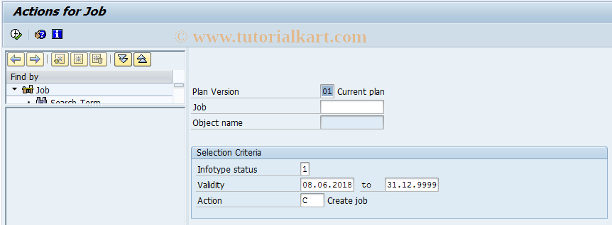 SAP TCode PQ03 - Actions for Job