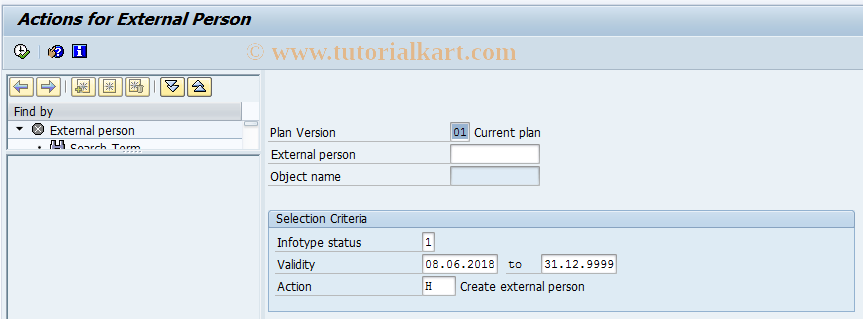 SAP TCode PQ08 - Actions for External Person