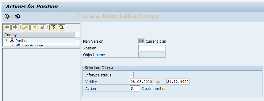 SAP TCode PQ13 - Actions for Position