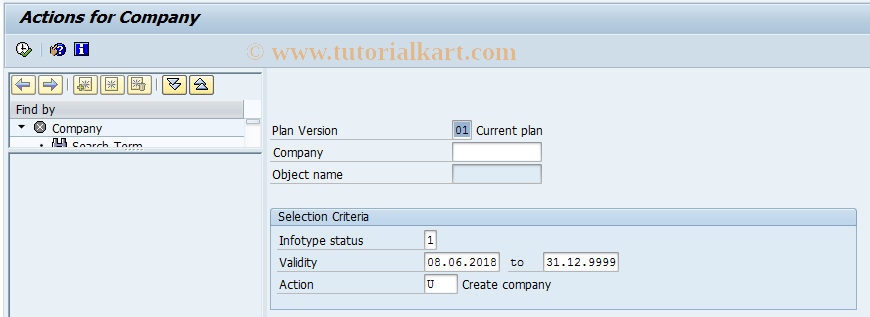 SAP TCode PQ15 - Actions for Company