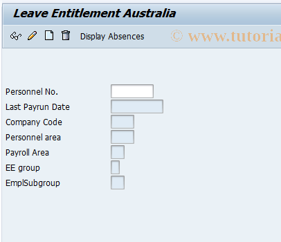 SAP TCode PQLV - Australian Leave Processing