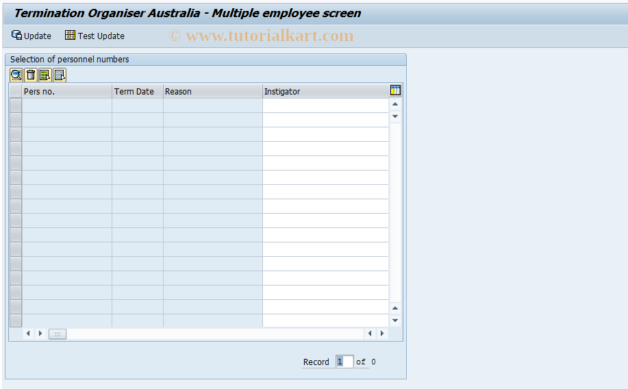 SAP TCode PQTO - Transaction for screen 2000