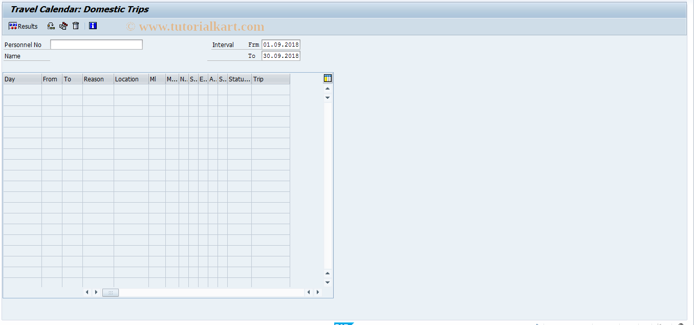 SAP TCode PR02 - Travel Calendar