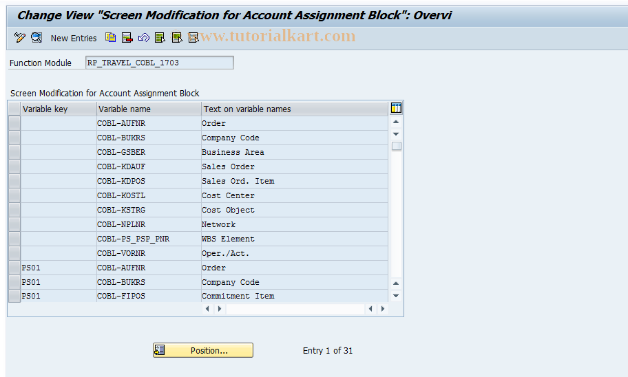 SAP TCode PR73 - Customizing Coding Block 1703