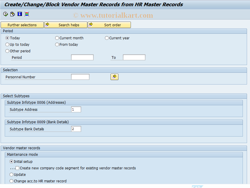 SAP TCode PRAA - Automatic Vendor Maintenance