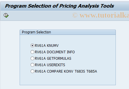SAP TCode PRCAT - Analysis Tools Pricing