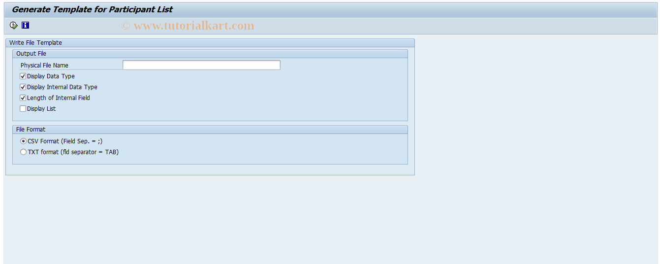 SAP TCode PRDO - Generate Participant List Template