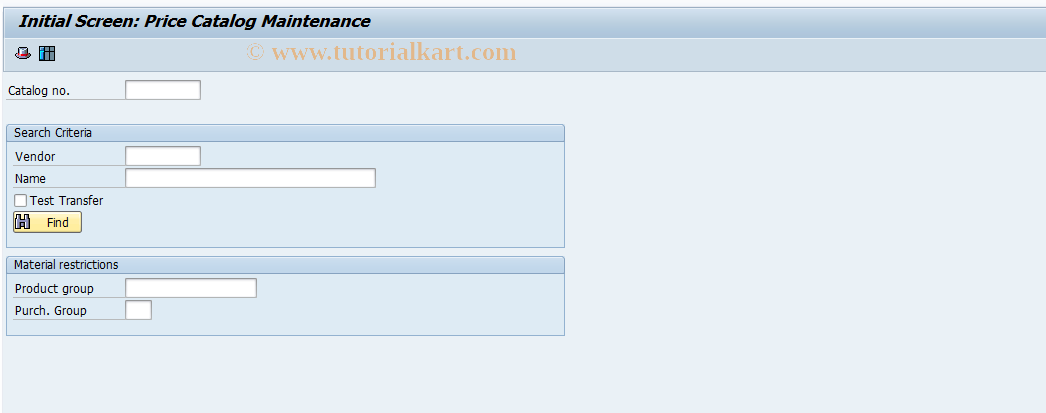 SAP TCode PRICAT - PRICAT: Maintain mat. as per catalog