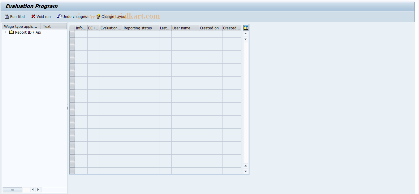 SAP TCode PRKE - Evaluation Program