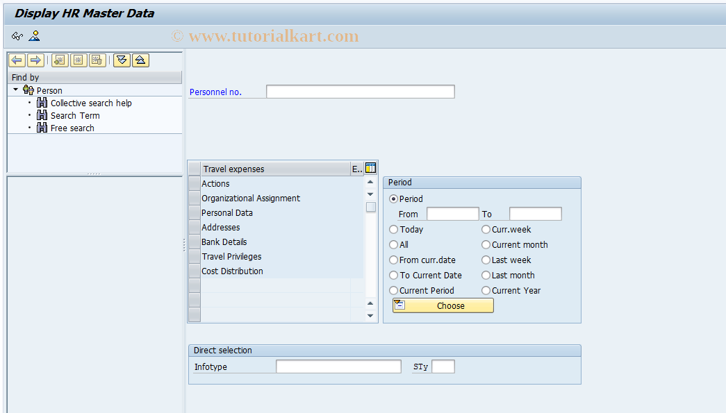SAP TCode PRMS - Display HR Master Data