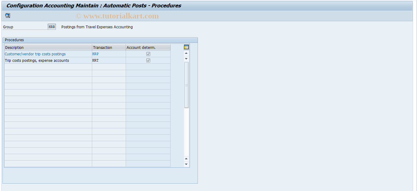 SAP TCode PRT3 - Travel Expenses: Maintain Postings