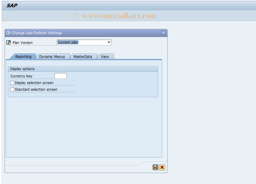 SAP TCode PSVB - User-Specific Settings