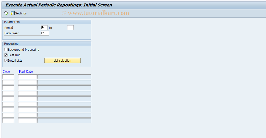 SAP TCode PSW5 - Per.Repostgs in Actual for Projects