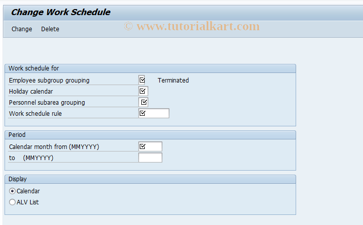 SAP TCode PT02 - Change Work Schedule