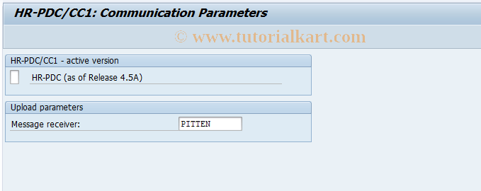SAP TCode PT41 - Customizing CC1 Communication Param.