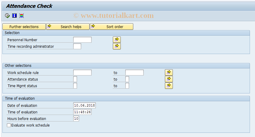 SAP TCode PT62 - Attendance List