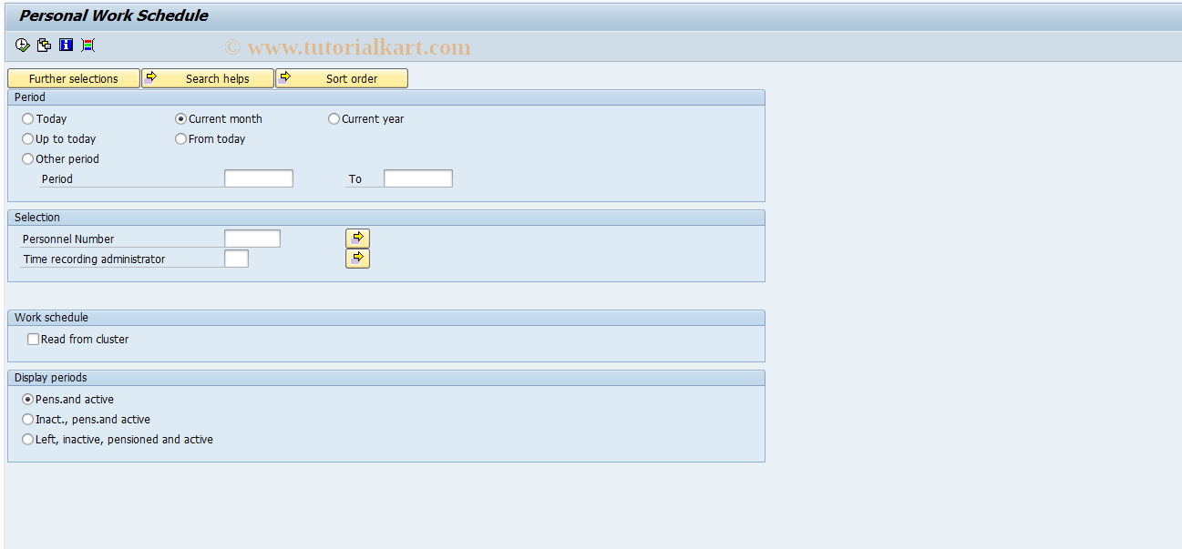 SAP TCode PT63 - Personal Work Schedule