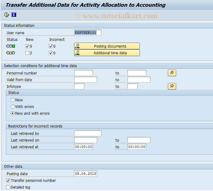 SAP TCode PT68 - Activity Allocation