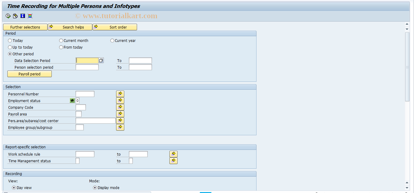 SAP TCode PT69 - Multiple Time Recording