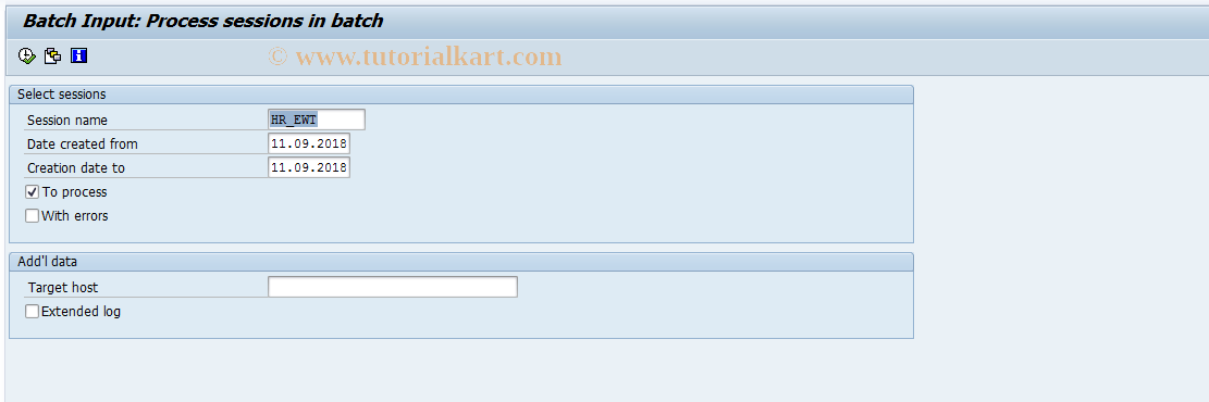 SAP TCode PTE2 - Process Batch Input Session