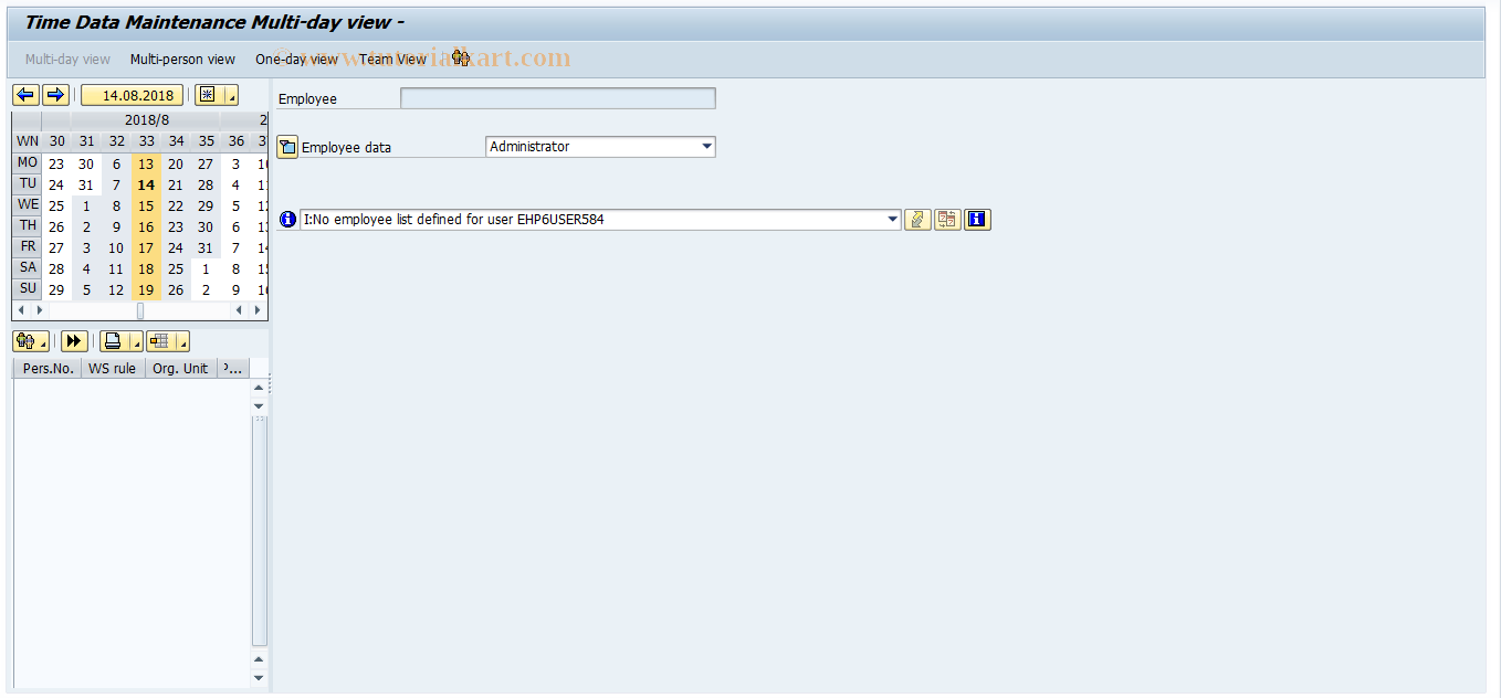 SAP TCode PTMW_TIME_ADMIN - Maintain Time Data