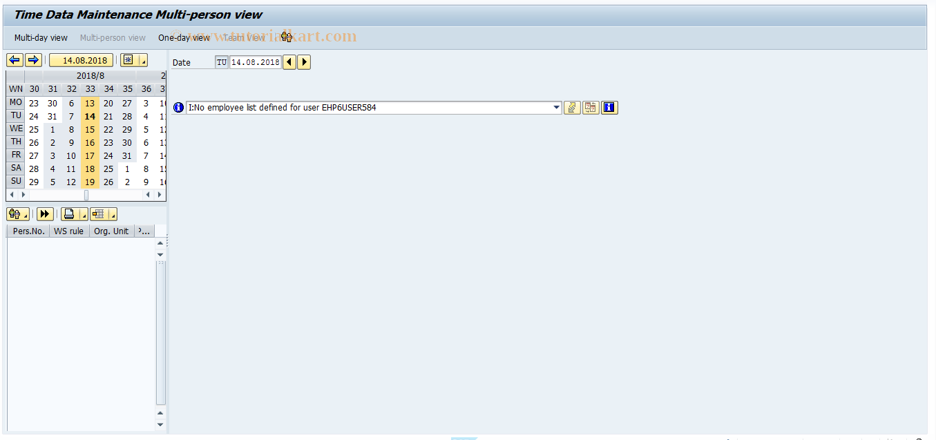 SAP TCode PTMW_TIME_ADMIN_GRP - Maintain Time Data for Group