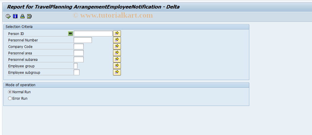 SAP TCode PTRM_PLARR_DELTA_UP - Delta upload TrvPlArrgNotifcation