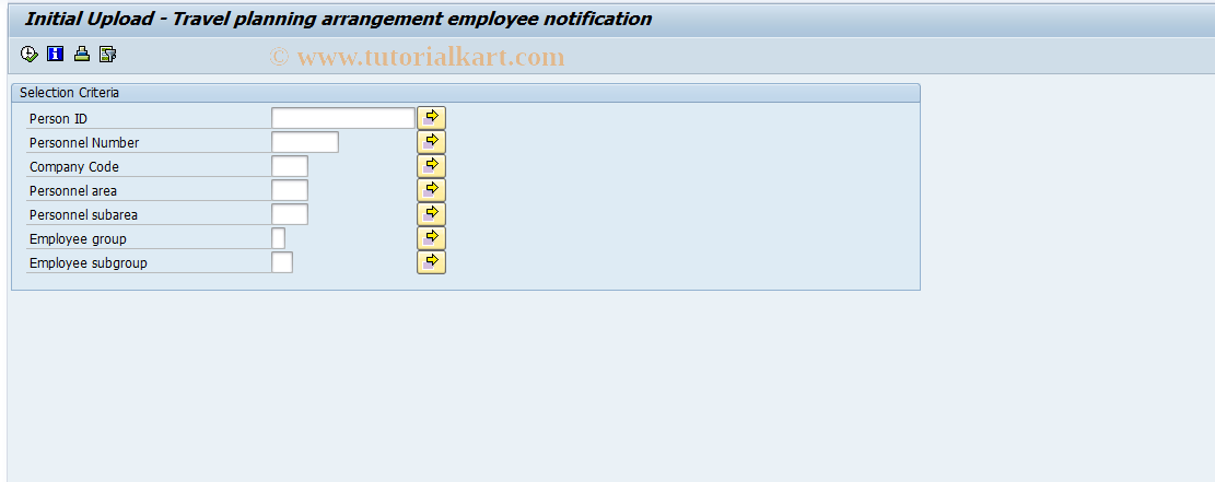 SAP TCode PTRM_PLARR_INI_UP - Intial upload TrvPlArrgNotifcation